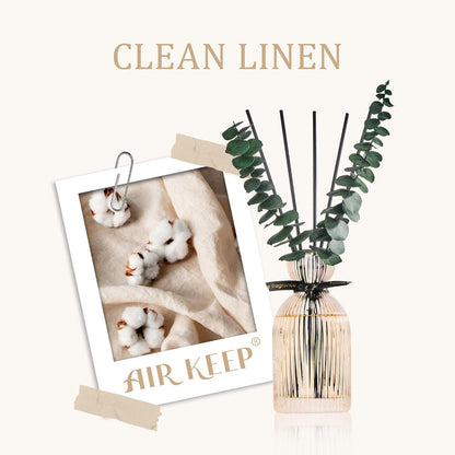 Airkeep Reed Diffuser Set 6.76 oz – Cherry Blossom Home Fragrance with Eucalyptus Sticks – Decorative Glass Bottle for Bathroom, Bedroom & Living Room Décor – Gift Ready