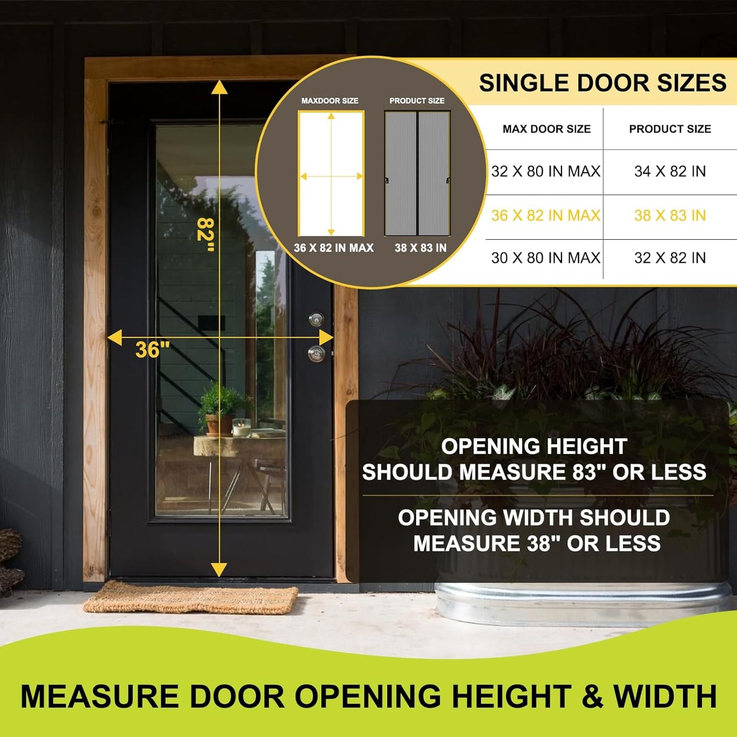 Magnetic Screen Door -Fit for Door Size:32x80 Inch, Hands Free Mesh Partition, Heavy Duty Screen Door Mesh Curtain Keeps Bugs Out, Frame Hook & Loop, Pet and Kid Friendly, Itself Size 34x82