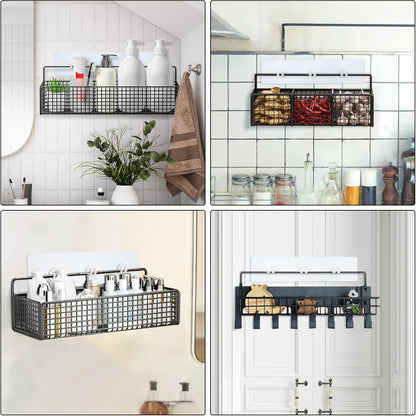 Shower Caddy Adhesive Replacement, 4 Pack Strong Adhesive Hooks, Water-Proof Shower Strips, No Drilling Sticky Pads for Corner Shelf Basket, Bathroom Storage Shelves, Kitchen Racks and Soap Holder
