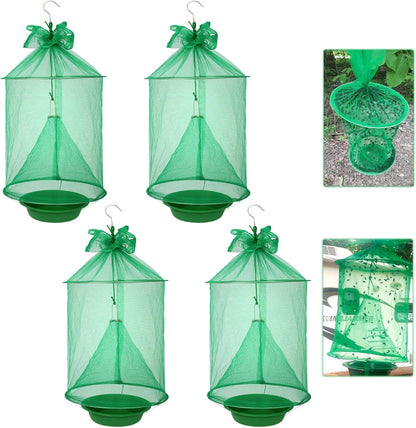 6 Pack Reusable Ranch Fly Traps Outdoor Hanging, Fly Catcher Killer Hunter Cage Control, Farm Horse Stable Fly Trap for Orchard, Barn, Garden