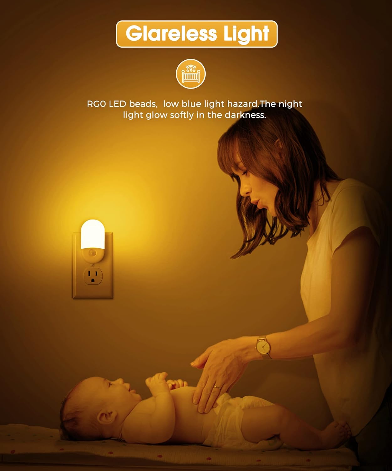 L LOHAS LED Night Lights Plug into Wall, [2 Pack] LED Dimmable Night Light with Light Sensors, 30/60LM Adjustable Brightness Nightlights, Soft White 3000K Automatic Night Light for Kid, Hallway