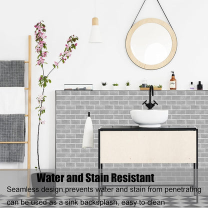 12-Sheet White Peel and Stick Wallpaper, Subway Tile 6''x12'' Self Adhesive Wall Tiles Waterproof PVC Stick on Backsplash Vinyl Decorative Tiles Stickers for Kitchen Bathroom