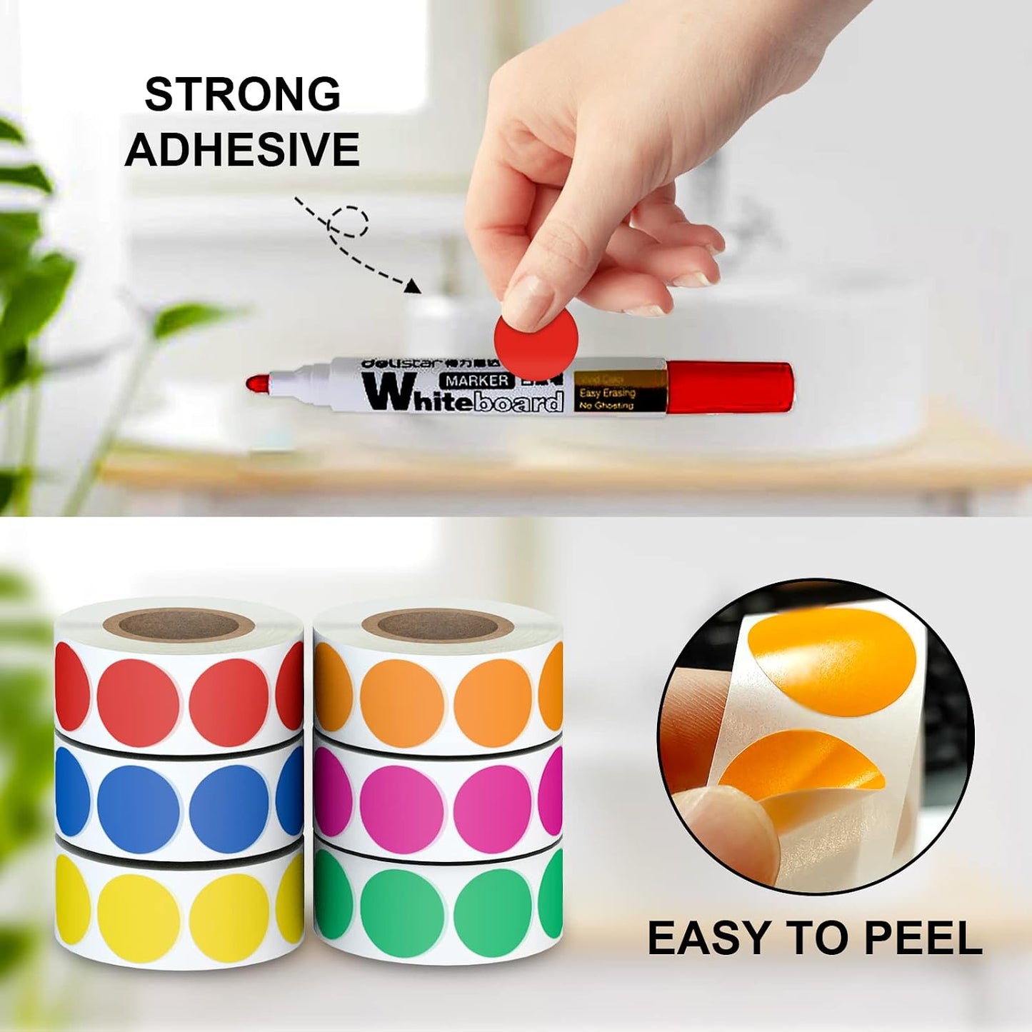 Misofuki 16 Rolls 960 Pcs 1"x4.5" Color Coded Moving Labels Stickers for Boxes with 4 Bedroom Labels - Can Stick on Furniture Directly, NOT Recommended for Rough Surfaces, Such as Carton