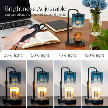 Candeldo Candle Warmer Lamp with Timer: Black Wax Melt Warmer | Height Adjustable, Dimmable, with 2 Bulbs, Modern Farmhouse Decor for Home, Bedroom, Gifts for Women, Birthday, Housewarming
