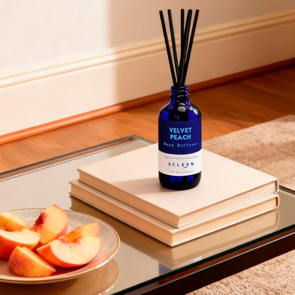 Xcleen Reed Diffusers Set, 3.7 Oz Scent Diffuser, 6 Reed Diffuser Sticks, Home Fragrance Hyacinth, Peony & Citrus, Aromatherapy Oil Diffuser Reeds, More Masculine Scent, Bathroom & Office Decor 110ml