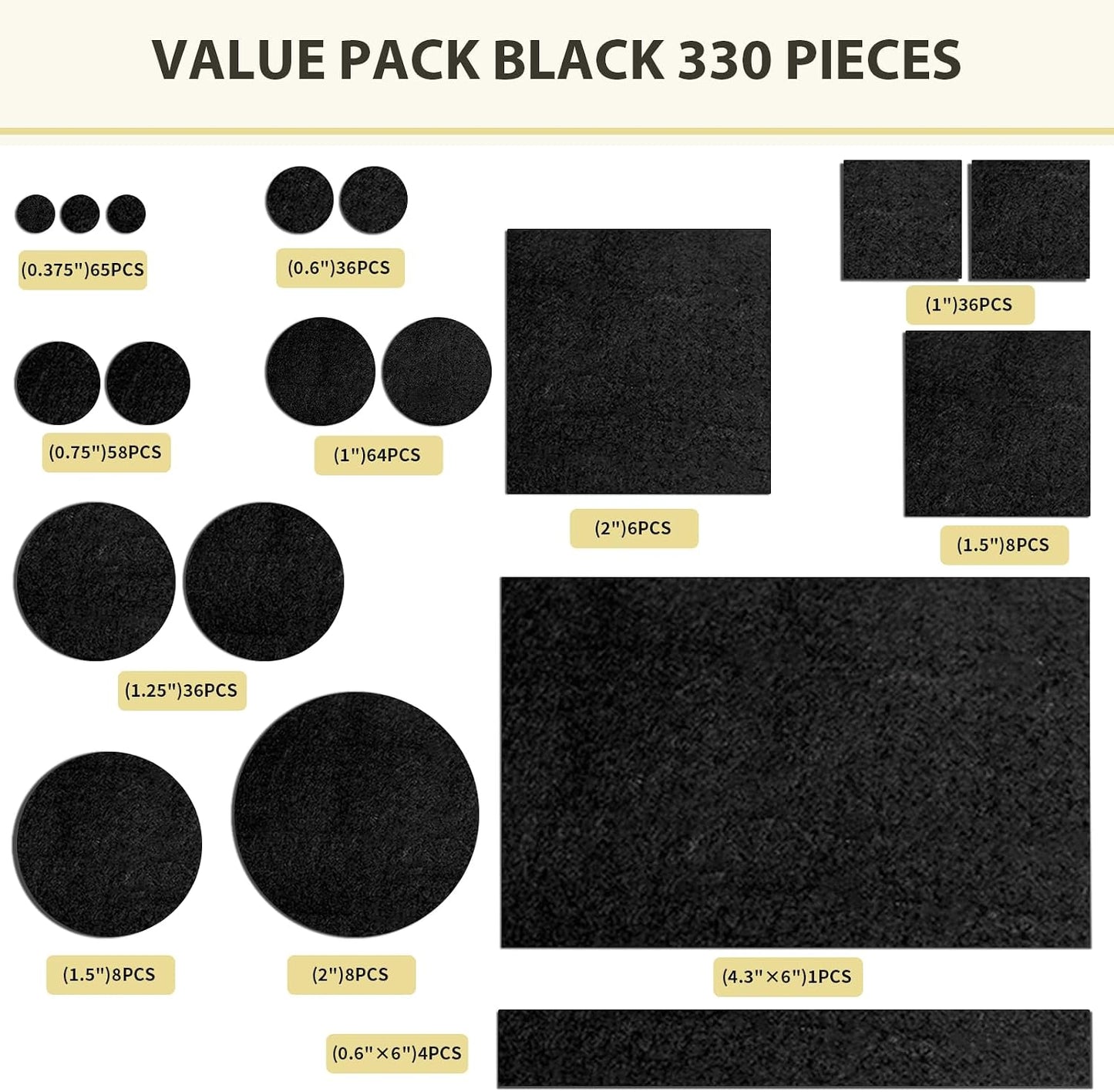 Ezprotekt Felt Furniture Pads for Hardwoods Floors, 440 PCS Self Adhesive Felt Pads for Chairs, Cuttable Anti-Scratch Furniture Feet Floor Protectors for Chair Sofa Bed Table Cabinet (Black)