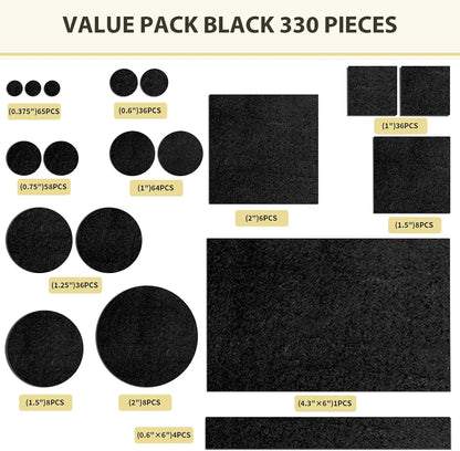 Ezprotekt Felt Furniture Pads for Hardwoods Floors, 440 PCS Self Adhesive Felt Pads for Chairs, Cuttable Anti-Scratch Furniture Feet Floor Protectors for Chair Sofa Bed Table Cabinet (Black)