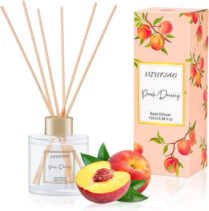 100ml Scent Diffuser with 6 Fiber Sticks, 3.5 oz Reed Diffuser Set Aromatherapy Fragrance Diffusers Air Fresheners for Home Bedroom Bathroom (Coconut)