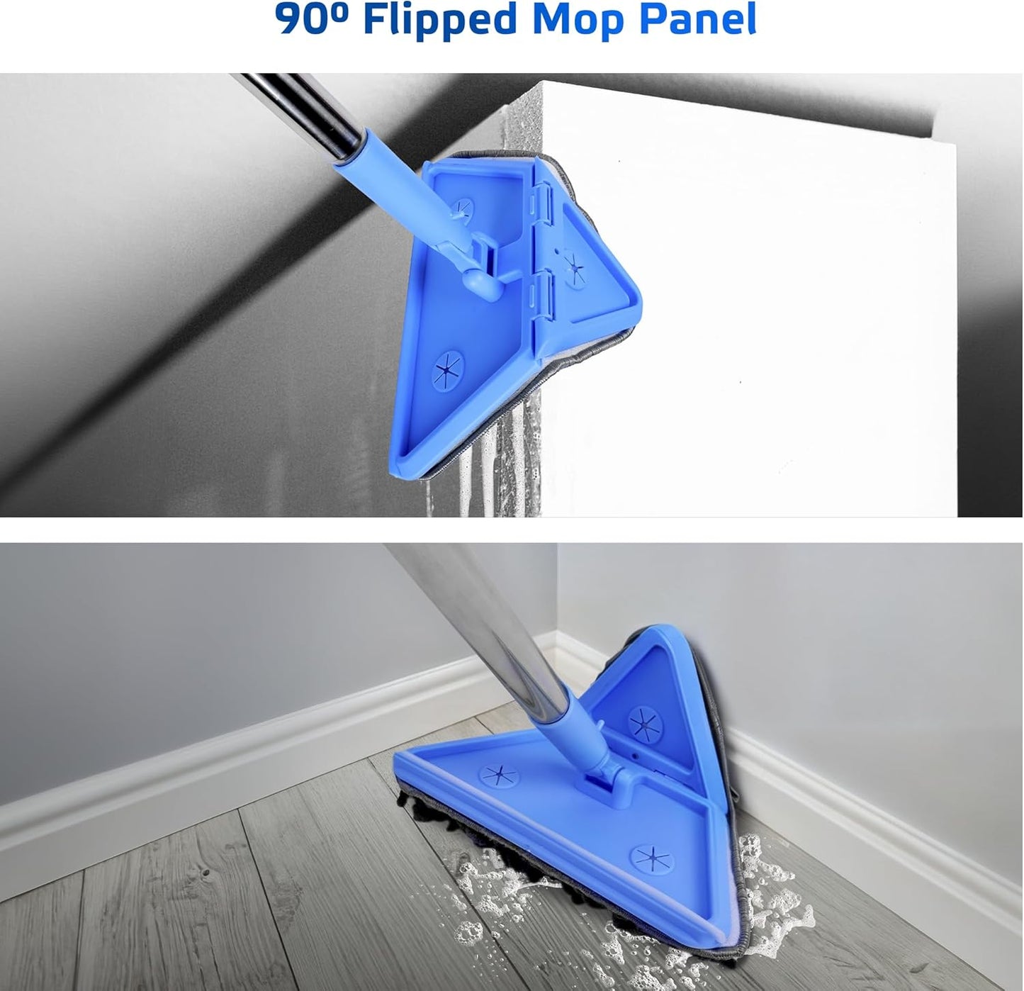 DSV Standard Wall Mop, 77 Inches Long Handle Wall Cleaner with Squeegee, 3-in-1 Wall Cleaner Mop with 3 Microfiber and 3 Chenille Pads, 360° Wall Cleaning Tool for Ceiling, Baseboard, Window, Floor