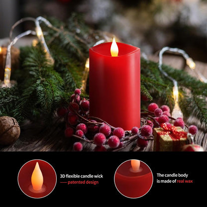 3x3 Flickering Flameless Candles Set of 2, 2AA Battery Life 600 Hours Battery Candles Flickering with Timer,3 inch Flameless Candles with Remote for Indoor/Outdoor, Ivory