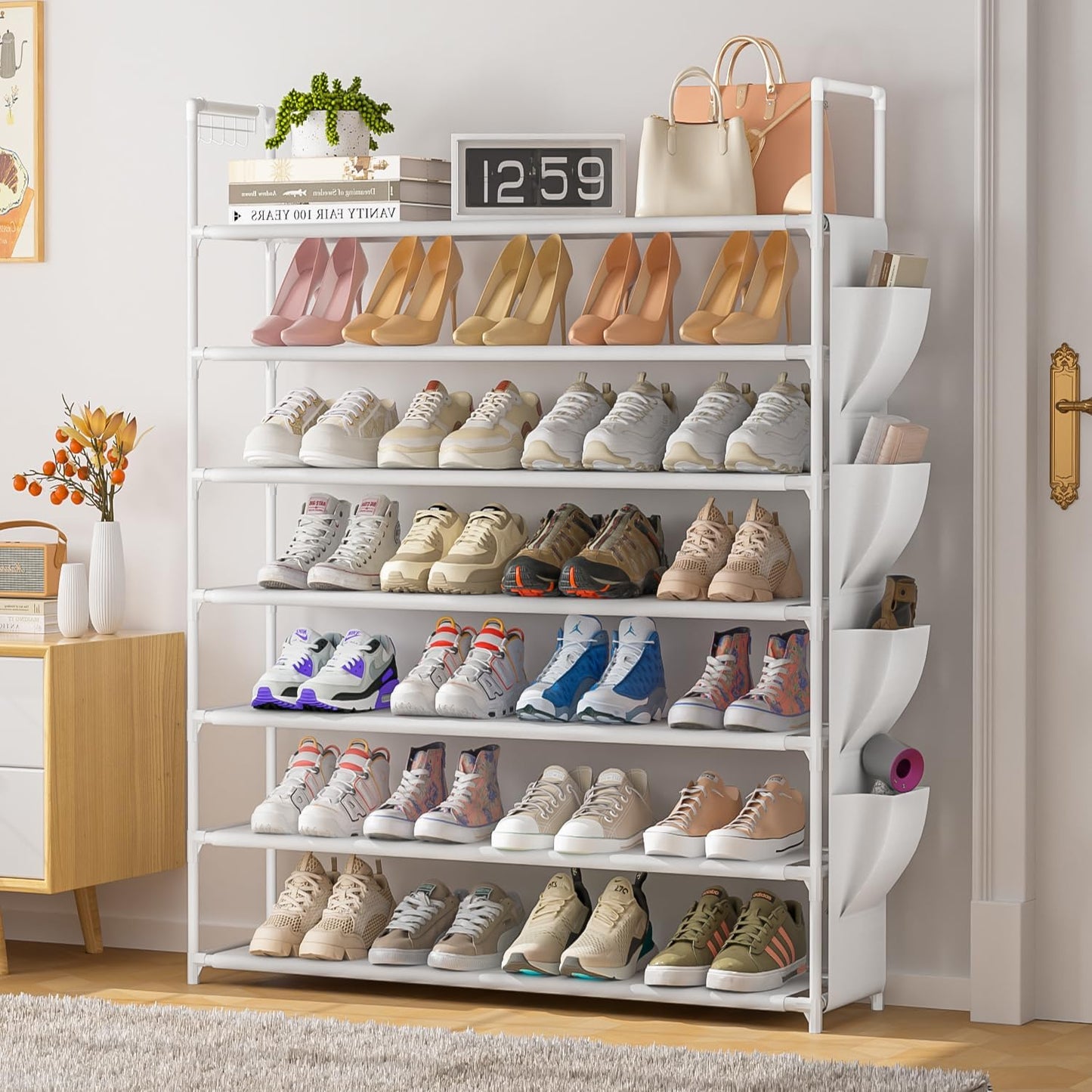 OYREL 5 Tier Shoe Organizer Rack for Closet, Entryway, Garage, Door, Space Saving, Shoe Holder Stand/Tower, Large, 20-25 Capacity