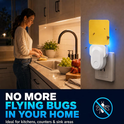 Flying Insect Trap Indoor Plug in, UV Light Fly Trap for Home | with 10 Sticky Glue Cards to Catch Fruit Flies, Gnats & Moths, Quiet Odor-Free Bug Catcher for Kitchen, Bedroom,Living Spaces