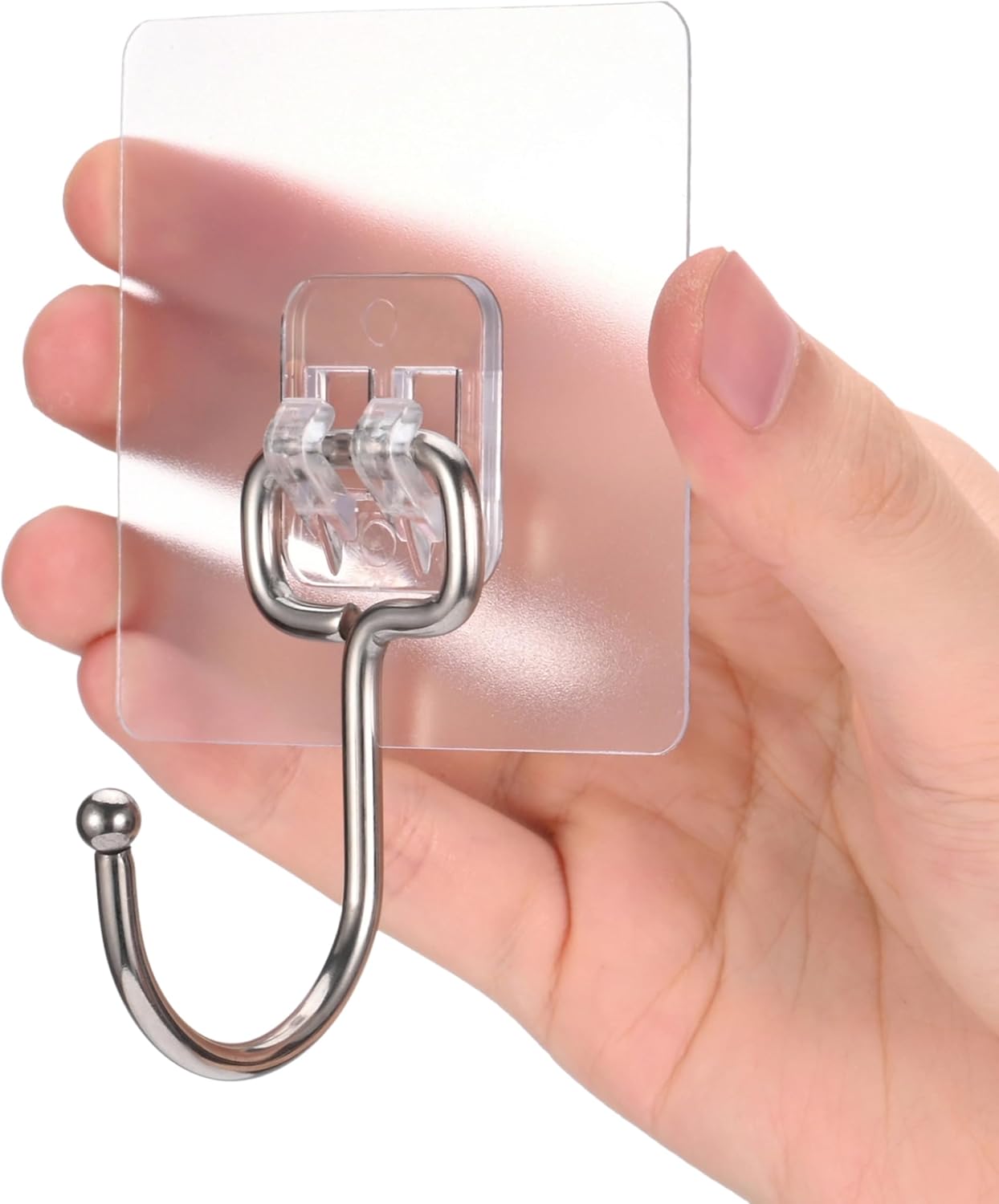 Large Adhesive Hooks, 8-Pack Sticky Hangers for Hanging Heavy Duty, Transparent Waterproof Oil-Proof and Rustproof, Towel and Coats Hooks for Bathroom,Kitchen Home and Office
