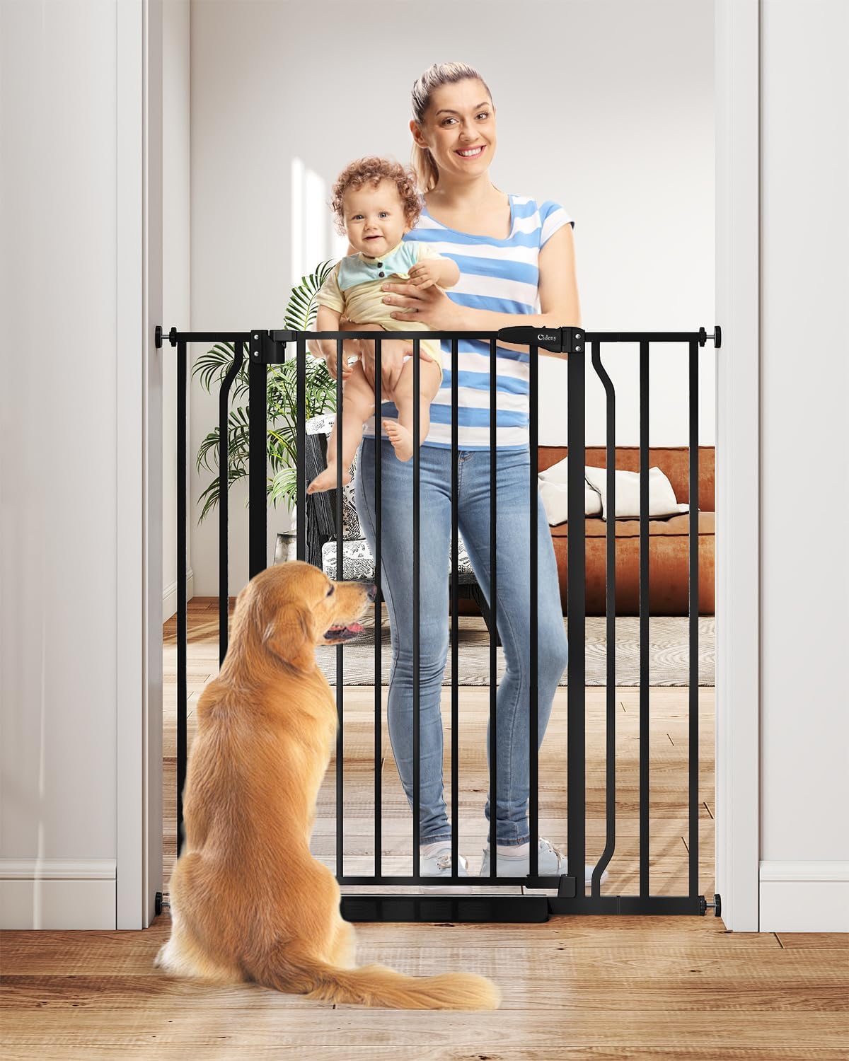 Baby Gate No Drilling, 29"-40" Auto Close Dog Gate Indoor for Doorways & Stairs, Pressure Mounted Adjustable Pet Gate, Easy Walk Through Child Gate for Children & Pets Stroller Friendly, White