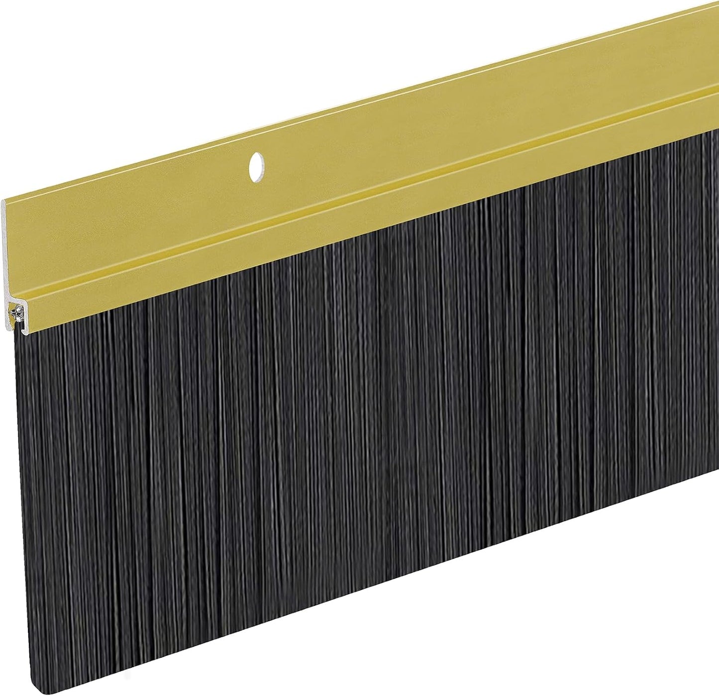 Heavy Duty Brush Door Sweep | Aluminum Holder with 3" Extra-Long Polypropylene Bristles | Weather Stripping Door Bottom Seal for Large Gaps – Exterior & Interior Doors (Black, 48")