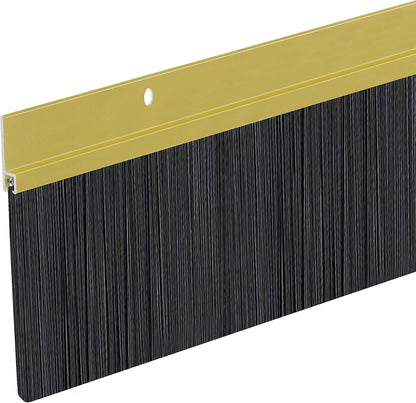 Heavy Duty Brush Door Sweep | Aluminum Holder with 3" Extra-Long Polypropylene Bristles | Weather Stripping Door Bottom Seal for Large Gaps – Exterior & Interior Doors (Black, 48")