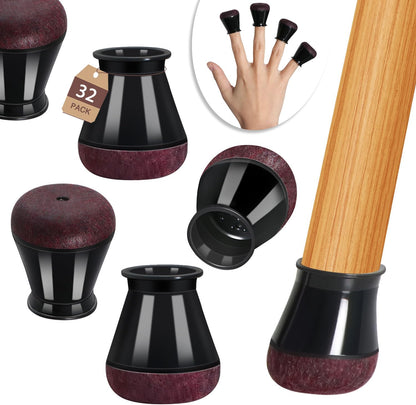 YOZON Chair Leg Floor Protectors Felt Furniture Pads Silicone Caps | Chair Leg Protectors for Hardwood Floors 32 Pack Anti-Scratch Reduce Noise Clear Round Medium Fit 3/4" to 1-3/16" (19-30mm)