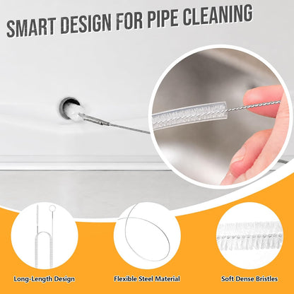 Simple Drain Clog Remover Snake Tool 7 Set—Multi-tooth Clog Remover for Hair and Debris,Flexible Cleaning Brush,Long Sink Drain Brush for Bathtub,Fish Tank,Sewer,Kitchen Sink,Drainage Pipe