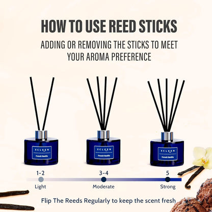 Xcleen Reed Diffusers Set, 3.7 Oz Scent Diffuser, 6 Reed Diffuser Sticks, Home Fragrance Hyacinth, Peony & Citrus, Aromatherapy Oil Diffuser Reeds, More Masculine Scent, Bathroom & Office Decor 110ml