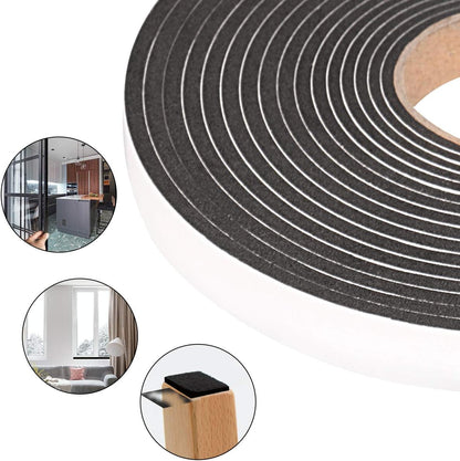 Seal Foam Tape,1/2 Inch W x 1/8 Inch T Weather Stripping for Door and Window,High Density Single Sided Closed Cell Door Insulation Weather Strip, 3 Rolls Total 50FT Black