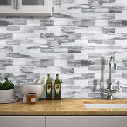 STICKGOO 10-Sheet Subway Tile Peel and Stick Backsplash, Seamless Design Polished Eurasia Beige Kitchen Backsplash Wall Tiles, Glossy Surface Waterproof Stick on Tile for Bathroom, RV, Fireplace