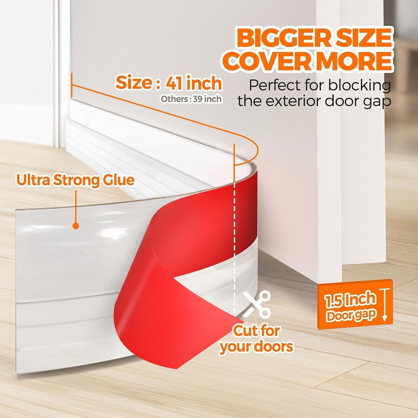 Holikme Door Draft Stopper Under Door Draft Blocker Insulator Doors Sweep Weather Stripping Noise Stopper Sheets, Rolls & Strips Strong Adhesive, White