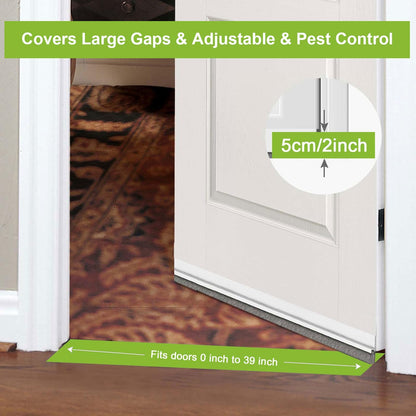 2 PCS Brush Door Sweep, Draft Stoppers for Bottom, Draft Stopper with Brush for Exterior Door, Bottom Seal Strip for Protection Against Bug, Dust, 2" W x 39" L, Black