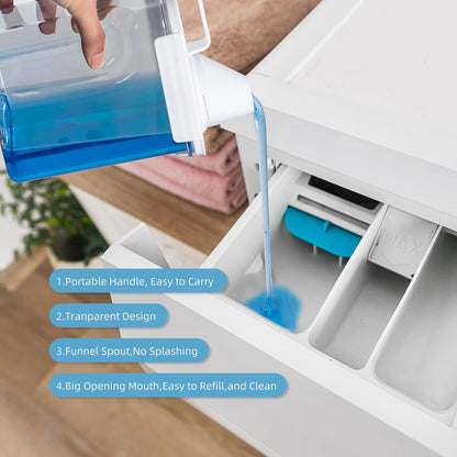 G2 GO2GETHER Laundry Detergent Container,2Pack -68oz Laundry Detergent Dispenser with 5 labels for Laundry Room, Laundry Scent Beads, Powder,Bleach,Soap,Fabric Softener Storage and Organization.