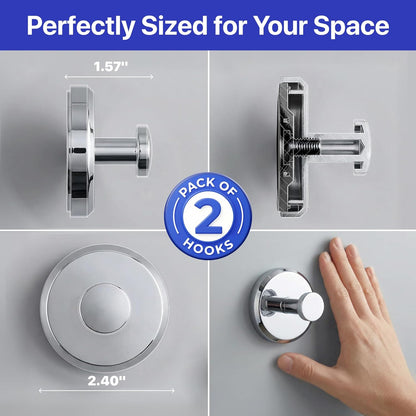 HOME SO Suction Cup Hooks for Shower & Bathroom Towel Holder 2-Pack – Suction Cups Hooks for Hanging Towels, Robes, & Coats - Tiles, Glass Door or Mirror – Shower Hooks & Towel Hooks Organizer - Black
