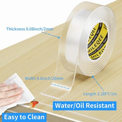 2Pack Clear Edge Protector Strip, 0.8in x 9.84FT(19.68FT Total), Sharp Edge Wrap Cover Tape, Self Adhesive Protective Bumper Guards for Cabinet Door Desk Glass Table Furniture, Kitchen Countertop