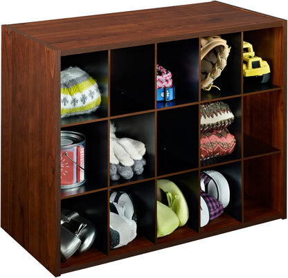 ClosetMaid 15 Cube Stackable Storage Organizer for Shoes, Bags, Crafts, Hobbies with Wood Shelves, for Closet, Entryway or Mudroom, Espresso