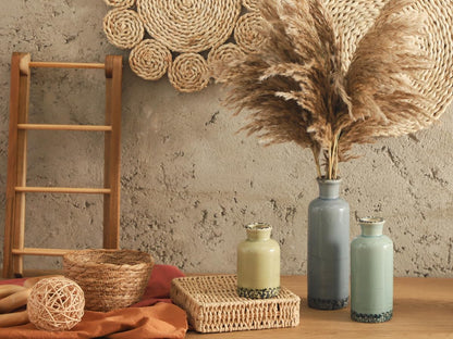 Ceramic Vase Set of 3, Neutral Flower Vases Home Decor, Pottery Rustic Farmhouse Decorative Vases Modern Decor for Table Mantel Entryway Bookshelf Living Room Kitchen Bedroom - Brown