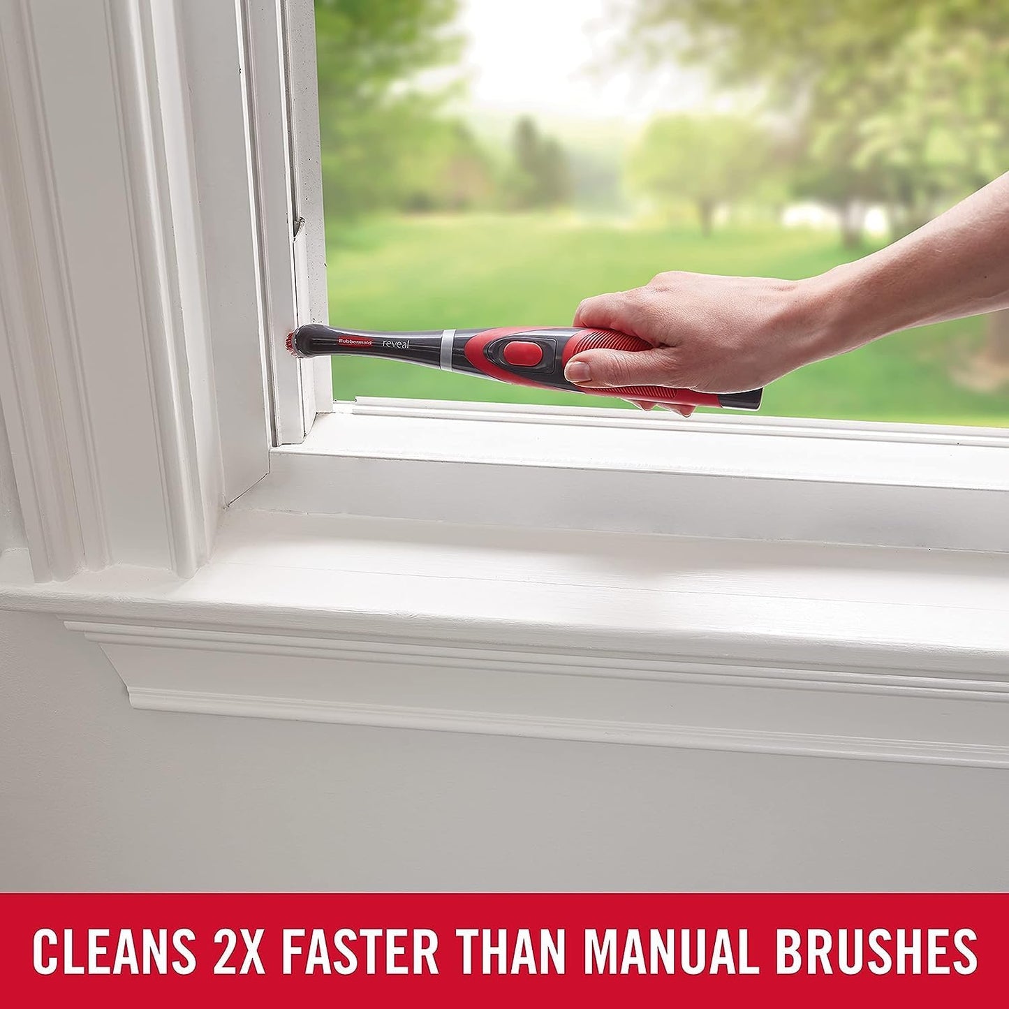 Rubbermaid Reveal Power Scrubber with Multi-Purpose & Grout Head, Cordless Electric Battery Powered Scrub Brush, Water Resistant, for Home/Kitchen/Bathroom/Grout/Tile/Shower/Tub