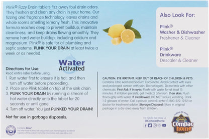 COMPAC HOME Plink Sink Drain Cleaner and Deodorizer, Air Fresheners for Garbage Disposal, Lemon Scented, Home Accessory Cleaning Products for Kitchen and Clogged Drain, 6 Tablets (Pack of 1)