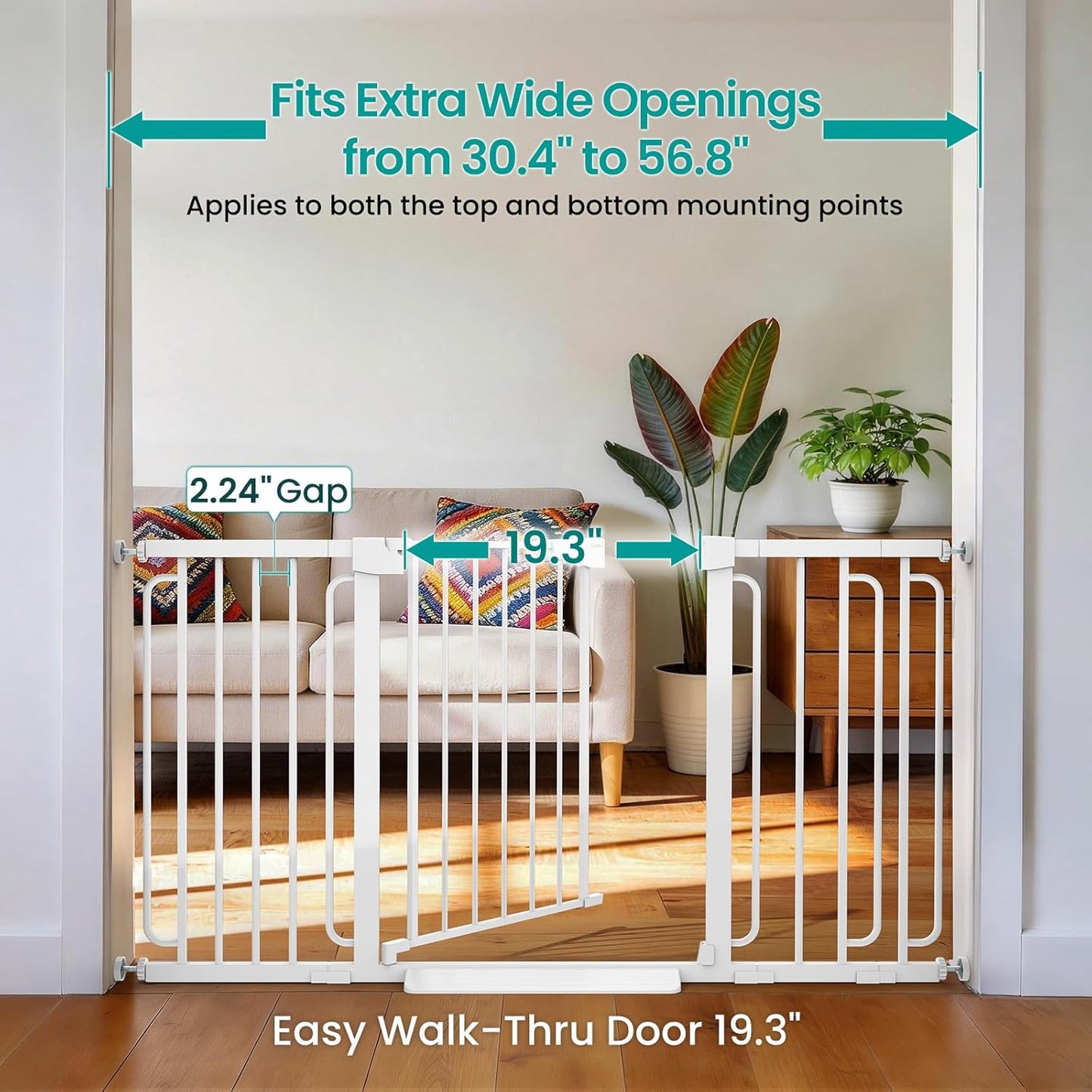Cumbor 30-46" Baby Gate for Stairs, Mom's Choice Awards Winner-Auto Close Dog Gate for The House, Gifts for Mom, Easy Install Pressure Mounted Pet Gates for Doorways, Black
