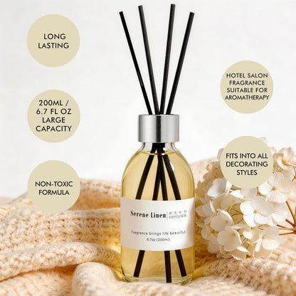 Clesh Reed Diffuser Set, 6.7 oz Eucalyptus Scented Diffuser with Sticks, Home Fragrance Reed Diffuser for Bathroom Shelf Decor