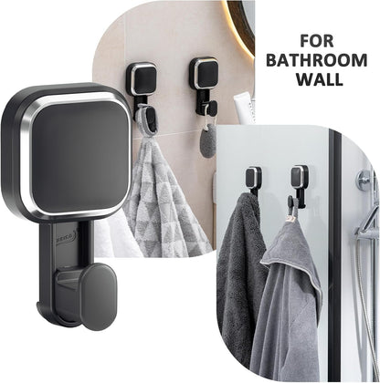 LEVERLOC Razor Holder for Shower 2 Pack, Powerful Suction Cup Shower Hooks for Towel, Loofah, Razor, Squeegee, Damage-Free Wall Hooks, Shaver Holder for Bathroom, Easy to Install and Reuse, White