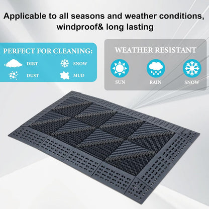 Heavy Duty Boot Scraper Mat 29.5x17.7 Inch | Heavy duty all weather shoe scrubber, scrapes mud, sand and snow, ideal for porch, garden and outdoor entryways