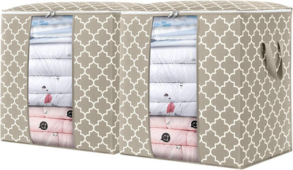 WISELIFE Storage Bags 3 Pack/100L Large Blanket Clothes Organization and Storage Containers for Comforters,Bedding, Foldable Organizer with Reinforced Handle, Clear Window, Sturdy Zippers,Gray