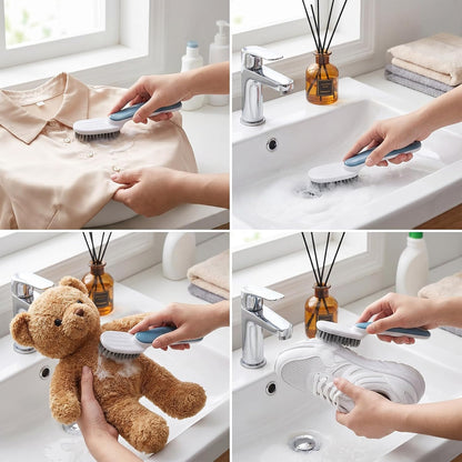 2pcs Soft Bristle Scrub Cleaning Brushes Laundry Scrub Brush | Shoe Cleaning Brushes Stain Remover Shoe Laundry Stain Brush with Long Handle for Carpet Clothes Bathroom Countertop Bathtub