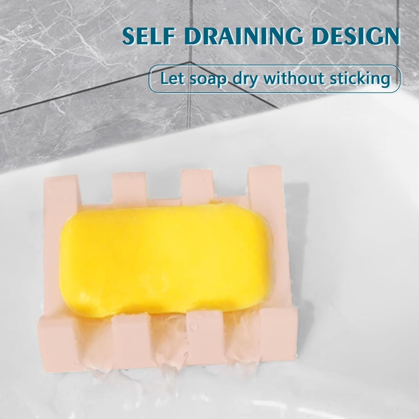 Self Draining Soap Dish Holder,Silicone Soap Dish,for Bathroom,Kitchen, Sponges，Can Extend Soap Life，Keep Soap Bars Dry and Easy Cleaning (White,1-Pack) - Colors A