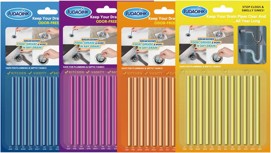 Drain Sticks Sink Cleaner Opener Enzyme Drain Cleaner to Keep Drains and Pipes Clear and Remove Odor 4 Packs(48 pcs)