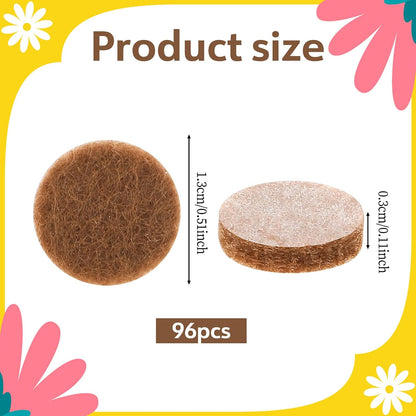96 Pcs Chair Felt Pads 1/2 Inch Felt Pads for Chair Legs Brown Cabinet Door Pad Self Adhesive Round Felts Feet Protector Felts Bumpers for Table Chairs Sofa Furniture Kitchen Cabinet Doors