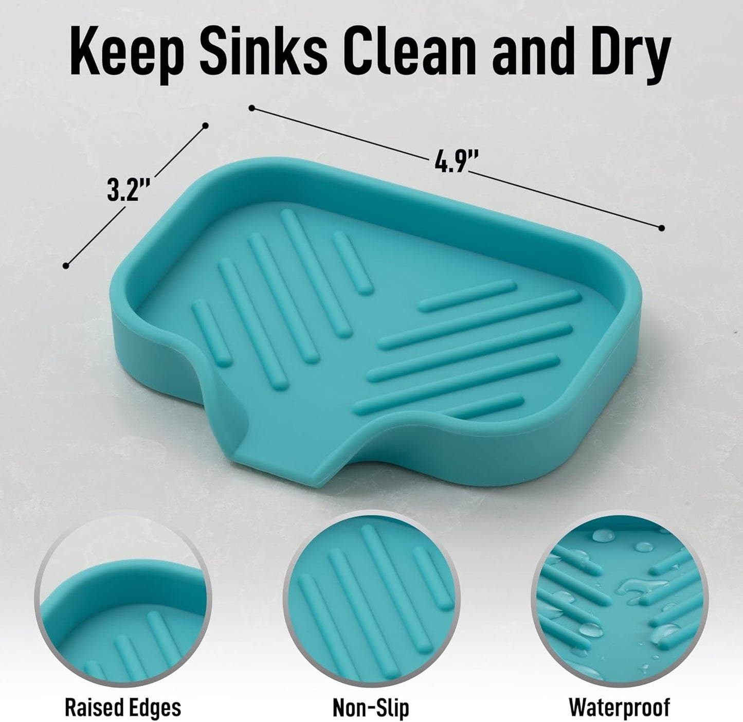 Zulay Kitchen (9x3.5in) Sponge Holder for Kitchen Sink - Flexible Heavy-Duty Multipurpose Sink Caddy - Counter Organizer for Kitchen, Bathroom, Makeup, Trinkets & More! (Grey)