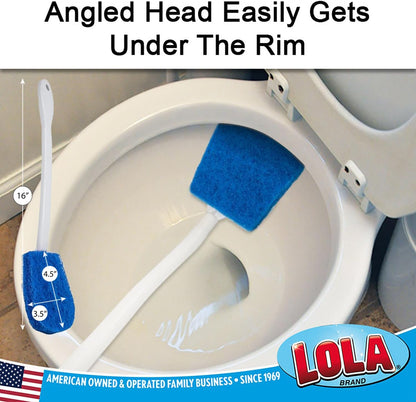 LOLA Toilet Bowl Brush w/Curved Head, Coated Wire, Durable Poly Bristles, Reaches Under Toilet Bowl Rim, 1 Pack