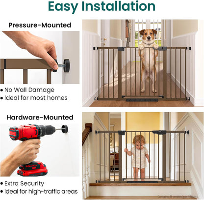 Cumbor 30-46" Baby Gate for Stairs, Mom's Choice Awards Winner-Auto Close Dog Gate for The House, Gifts for Mom, Easy Install Pressure Mounted Pet Gates for Doorways, Black