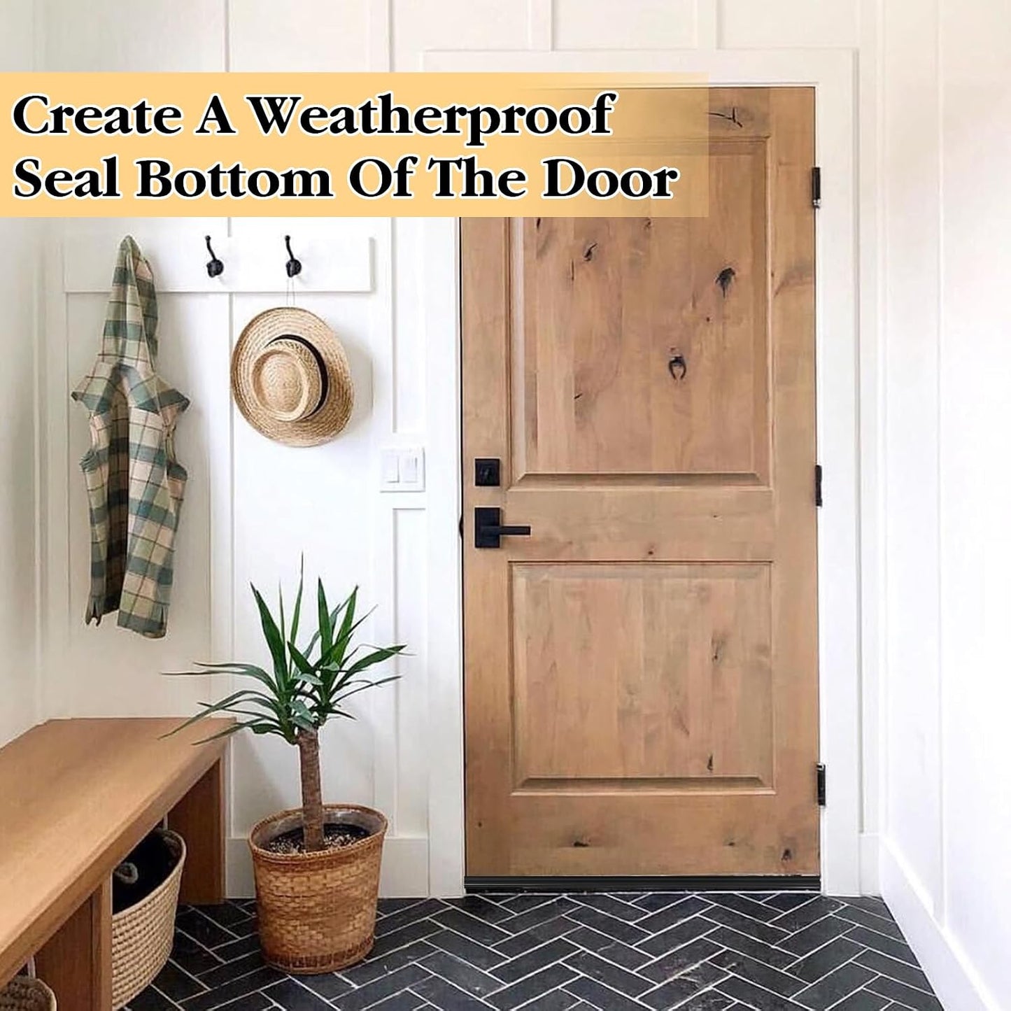 2 Pcs 36 Inch 90CM Exterior Door Sweep with Vinyl Fins, Under Door Weather Stripping Seal for Exterior Doors with Kerf Track, Replacement Bottom Door Seal Strip, Draft Stopper & Rodent Proof
