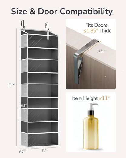 ULG Over the Door Organizer, 5-Tier Extra Large Hanging Storage with 10 Mesh Pockets, 100 lbs Capacity, Heavy Duty Door Organizer for Closet, Bedroom, Nursery Storage, Beige