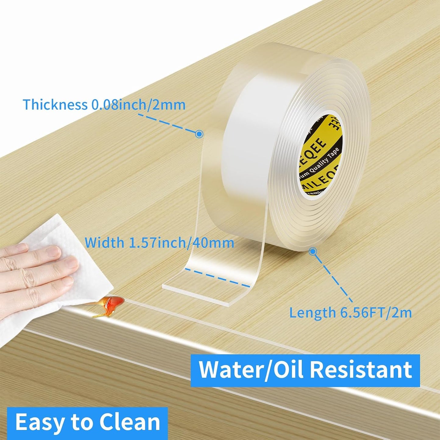 Clear Edge Protector Strip, 1.18in x 9.84FT, Sharp Edge Wrap Cover Tape, Self Adhesive Protective Bumper Corner Guards for Cabinet Door Desk Glass Table Bed Furniture, Kitchen Countertop, Waterproof
