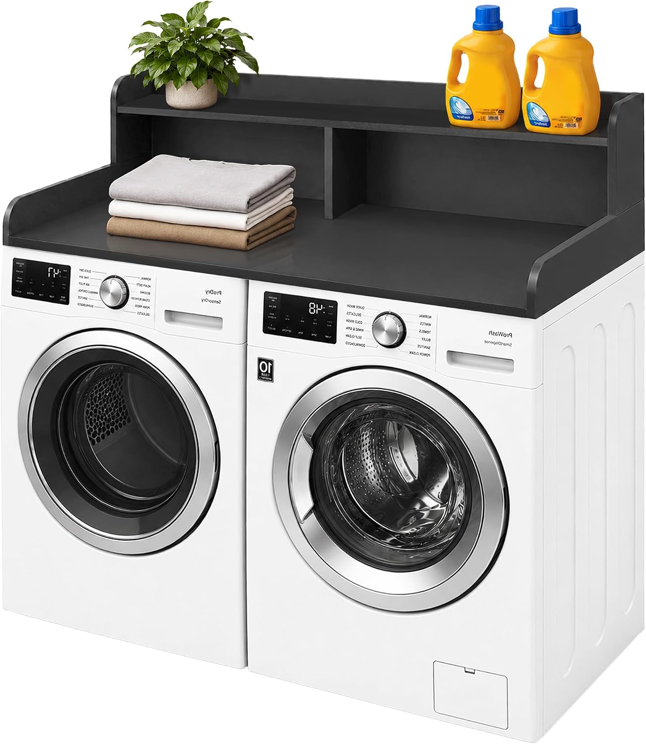 Royxen Laundry Countertop with Storage Universal Fit, Washer and Dryer Countertop with Shelf, Laundry Room Storage, 2-Tier Shelf (Walnut)